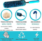 PRO Choice 4 Pack Long Handle Wheel Brush Kit for Cleaning Wheel and Tire- 2X Soft Wheel Cleaning Brush, Detailing Brush and Stiff Tire Brush