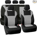 FH Group Automotive Car Seat Covers Full Set Premium 3D Air Mesh Front Seat Covers, Airbag Compatible & Split Bench Cover Universal Fit Interior Accessories for Cars Trucks and SUVs - Gray
