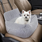 Dog Car Seat for Small Dogs, Pet Booster Seat with Clip-On Safety Leash and Storage Pockets, Washable Travel Dog Car Bed for Puppy (Blue White)