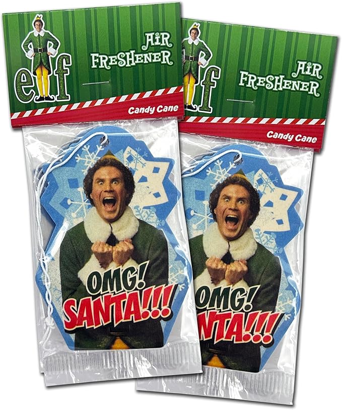 Elektroplate Elf Christmas Movie OMG Santa Automotive Air Fresheners for Vehicles | Candy Cane Scent (6-Pack) | Made in the USA
