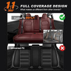 AOMSAZTO Seat Covers for Model 3 2024 2025 (Not Performance)-Full Set Leather Waterproof Car Seat Covers Airbag-Ready Design for Tesla Model 3(with Armrest & Rear Door Pads Cover)-Wine Red