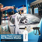 Saker Foam Cannon Dual Connector Accessory for Pressure Washer Kit,with Foam Cannon Dual Connector,Pressure Washer Gun for Car Washing and Cleaning,5 Power Washer Sprayer Nozzles