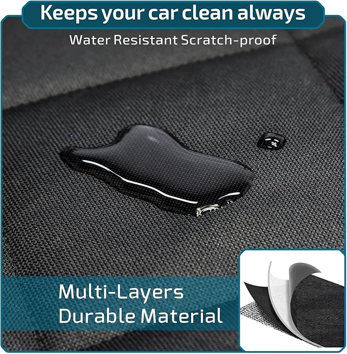 Veckle SUV Cargo Liner for Dogs, Water Resistant Trunk Cover with Side Flaps, Compact to Mid-Size Fit Cargo Area Protector with Bumper Flap for Smaller SUVs, Black