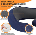 Travel Pillow - Hooded Neck Pillow Airplane Memory Foam Filling for Plane, Office, Cars Sleeping, Road Trip, Long Flights, Portable Plane Accessories, Includes Eye Mask & Earplugs (Navy)