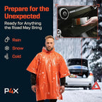 PREPARED4X Emergency Mylar Poncho – Survival Rain Poncho with Hood – Lightweight, Compact, Reusable Emergency Blanket Poncho for Hiking, Camping, Thermal Gear, Car Kit, Outdoors