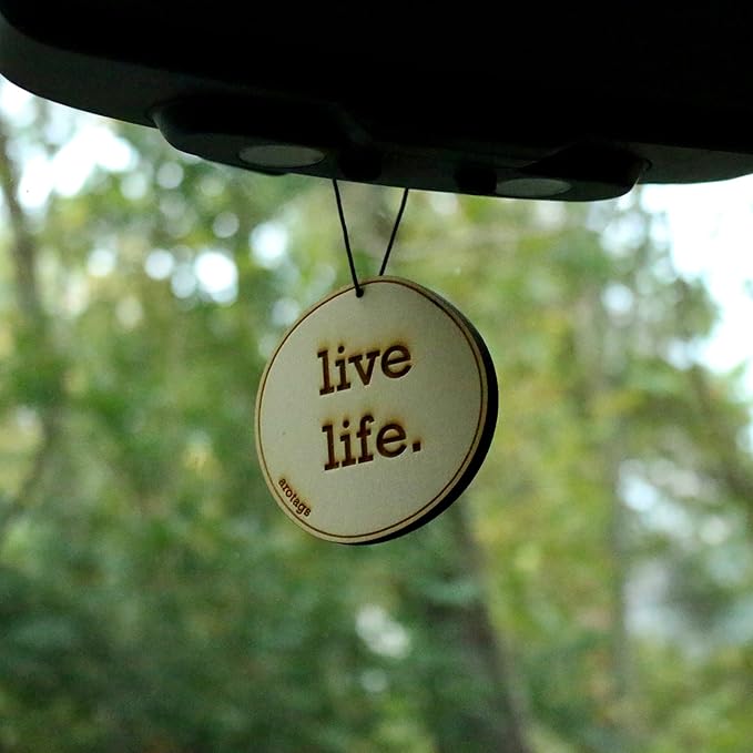 Arotags Wooden Car Air Freshener - Long Lasting Beach Bum Scent Diffuses for 365+ Days - Includes Live Life Hanging Mirror Diffuser and Fragrance Oil - 100% American Made…