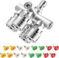 Quadruple Pressure Washer Tips, 4 in 1 Power Washer Nozzle, 4 Nozzle for Pressure Washing with 16PCS Power Washer Spray Nozzles (0, 15, 25, 40 Degree), 1/4 Inch Quick Connect, 5000 PSI