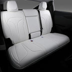 Custom Fit Seat Covers for 2025 2026 Tesla Model Y Juniper (5-Seater), Waterproof Breathable Nappa Leather, OEM Factory Style Full Set Car Seat Protectors Airbag Compatible - White