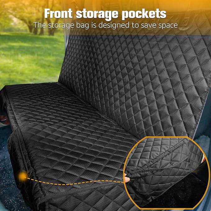 PETICON Dog Car Seat Covers for Truck Ford f150/Ram1500/GMC Canyon/Silverado, Waterproof Pet Back Seat Cover for Trucks, Scratchproof Nonslip Durable Rear Seat Cover for Dogs
