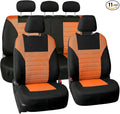 FH Group Automotive Car Seat Covers Full Set Premium 3D Air Mesh Front Seat Covers, Airbag Compatible & Split Bench Cover Universal Fit Interior Accessories for Cars Trucks and SUVs - Orange