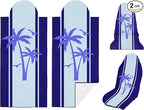 2 Pack Car Seat Towel Covers, Sweat Protector for Front Seats, Premium Thickened Microfiber with Elastic Strap, Breathable & Quick Dry, Machine Washable Cover for Gym Running Universal Fit Palm Tree