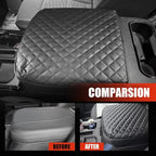 Center Console Cover for Chevy Silverado/GMC Sierra 2019-2025, Tahoe/Suburban/Yukon 2021-2024 2025, Vinyl Leather Console Lid Cushion Silverado Accessories, Bucket Seat (Black)