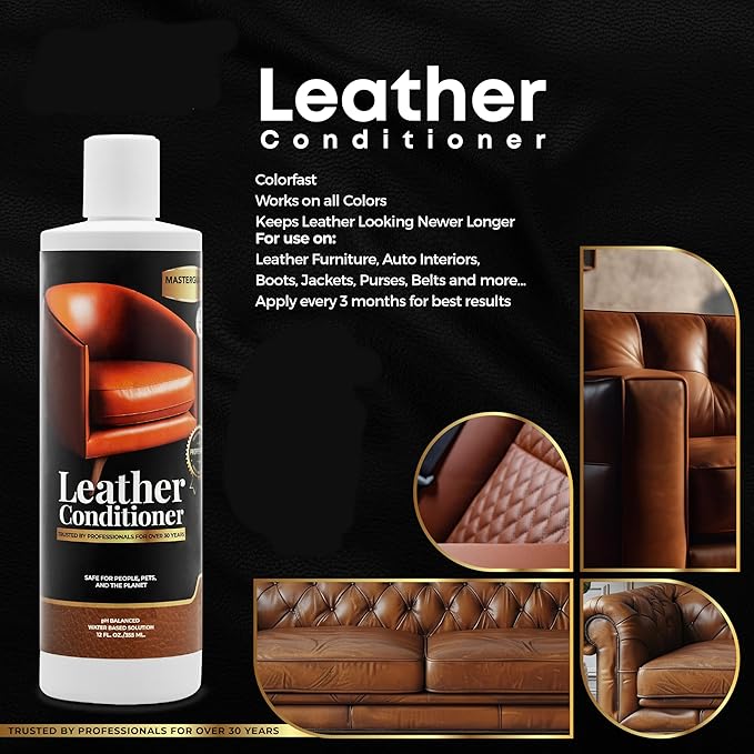 MASTERGUARD Leather Conditioner – Water-Based, Non-Toxic Formula for Furniture, Car Seats, Boots, Jackets & Purses – Conditions, Protects & Revives Leather – Safe for People & Pets