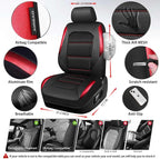 CAR PASS Memory 3D Foam Car Seat Covers Full Set, Breathable Mesh Thick Seat Covers for Car, Red Metal Film Leather Seat Covers, Universal Automotive Comfort for SUVs Trucks, Black Red