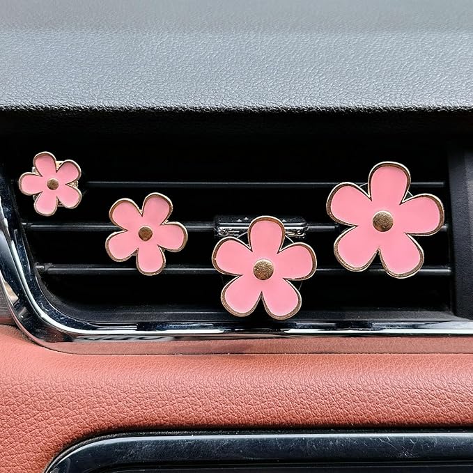 8pcs Cute Five-Petal Flower Car Air Vent Fragrance Clip Daisy Car Air Freshener Air Conditioning Outlet Clip Car Inter Decor (light pink purple, Ocean)