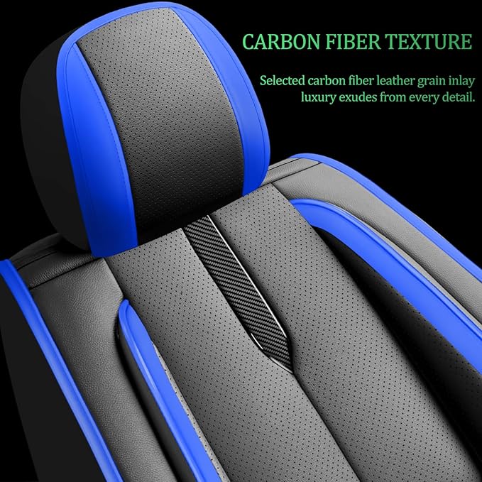Fit Corolla Car Seat Covers for Toyota Corolla 2000-2024 2025 2026 -Upgraded Premium Waterproof & Breathable Leather,Airbag Compatible,All-Weather Seat Cushion Protector,Full Set,Black-Blue