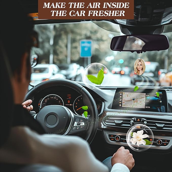 Personalized Custom Car Air Freshener, Double Sided Custom Photo, Record Player Shaped Fragrance Vent Clip, Unique and Cute Car Interior (Customize, Hanging A)