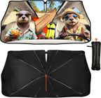 CHILL·TEK Funny Animal Car Windshield Sun Shade Umbrella, Funny Otters Car Sun Shade Umbrella, Block UV Rays Heat Foldable Windshield Umbrella Sun Visor Protector - Keep Vehicle Cool for Cars SUV