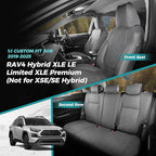 for Toyota RAV4 Seat Covers 2019 2020 2021 2022 2023 2024 2025 RAV 4 Prime & Hybrid XLE LE Limited XLE Premium (Not for XSE/SE Hybrid) - Custom Leather Car Seat Covers Full Set - BlackGrey