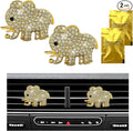 2 PCS Bling Car Air Vent Clip, Crystal Heart Car Air Fresheners Diffuser Vent Clip, Rhinestone Air Conditioning Outlet Clip For Women Girls, Interior Decor Car Accessories (Elephant, Golden)