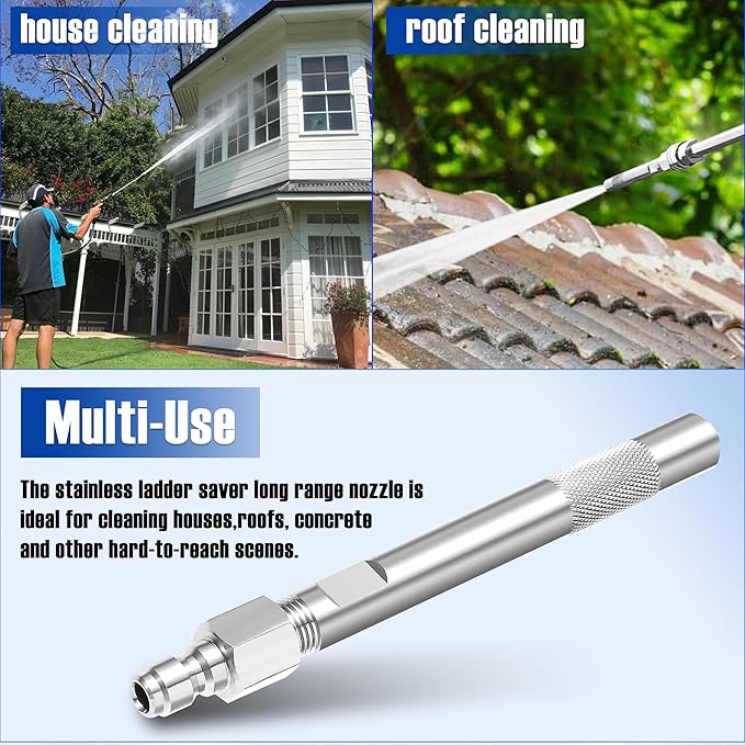JOEJET Pressure Washer Long Range Chemical Nozzle, Shooter Tip for Pressure Washer, Long Range Pressure Washer Tip for 1.2-3.5 GPM, 1/4” Quick Connect