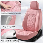 Coverado Front Seat Covers, Luxury Faux Leather Seat Covers for Cars, Pink Car Seat Covers, Car Seat Protector Waterproof, Automotive Interior Accessories Universal Fit for Most Sedans, SUVs, Trucks