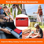Car Emergency Kit with Air Compressor,Roadside Emergency Car Kit for Vehicles Auto Truck with Jumper Cables,Winter Car Safety Kit with Folding Shovel Car Repair Tool Set First Aid Kit Blanket Tow Rope