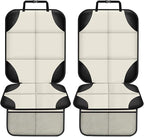 Car Seat Protector 1 Pack Car Seat Cushion Mat Thickest Padding,Waterproof 600D Fabric Car Seat Covers for Non-Slip Backing Mesh Pockets for Baby and Pet (Beige, 2 Pcs)