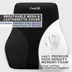 ComfiLife Lumbar Support Pillow for Office Chair – Premium Memory Foam Lumbar Pillow – Back Support for Office Chair, Car – Back Pain Relief, Improves Posture – 3 Adjustable Straps, Mesh + Leatherette