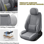 Chezope Leather Seat Covers, Grey Car Seat Covers Front Pair, Breathable Car Seat Protectors, Wear-Resistant Car Accessories, Universal Fit for Most Cars,SUVs Truck (Grey-Diamonds, Front Pair)
