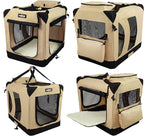 EliteField 3-Door Folding Soft Dog Crate with Carrying Bag and Fleece Bed (2 Year Warranty), Indoor & Outdoor Pet Home (36" L x 24" W x 28" H, Beige)