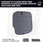 VanEssential Insulated Magnetic Blackout Rear Door Window Covers (PAIR) Designed for Mercedes-Benz NCV3 (Van Years 2007 to 2018) - Charcoal Gray
