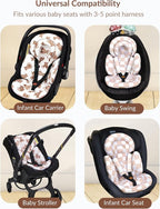 Infant Car Seat Insert with Removable Cushion for Preemie to Toddler, Reversible Newborn Carseat Insert for Baby Head Body Support, Fits for Stroller, Baby Swing, Bouncer (Teddy Bear)