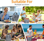 Insulated Lunch Box for Men & Women - Double Layer Leakproof Lunch Bag with Adjustable Shoulder Strap, Expandable Food Cooler for Work, Office, Travel, Camping (Grey)