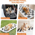 Soulbond Dog Bed for Car Back Seat Soft Plush Backseat Pet Bed Mat Non-Slip Travel Pet Mat, Fuzzy Plaid Dog Seat Cover, Fit for Backseat Extenders and Trucks SUVs (Gray and White, 54" x 24.8")