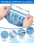 Tallew 40 Pcs 9 to 10 Inches Buffer Pads Bulk Car Polisher Bonnets Orbital Buffer Bonnets Microfiber Polishing Pad Car Wax Cover for Cleaning and Polishing (Light Blue)