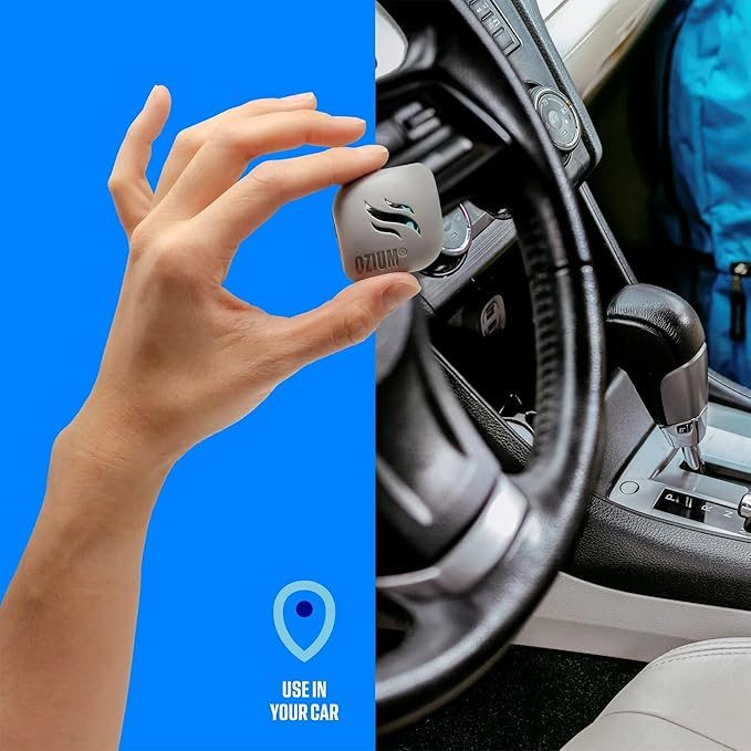 Ozium Membrane Car Vent Clip AC Air Fresheners Car Air Freshener and Car Odor Eliminator (Carbon Black, 2 Packs)