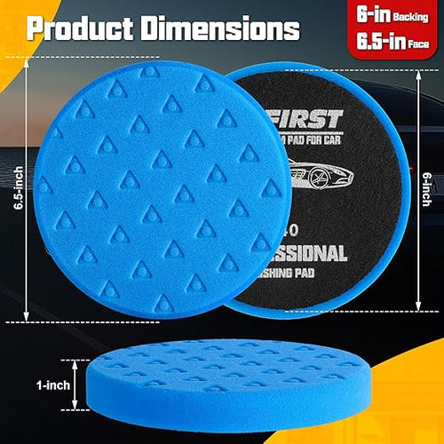 6 Pcs Polishing Pad, Buffing Pads 6.5 Inch Face for 6 Inch 150mm Backing Plate Compound Buffing Sponge Pads Cutting Polishing Pad Kit for Car Buffer Boat Polisher Compounding,Polishing & Waxing