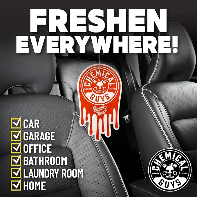 Chemical Guys Signature Scent Air Freshener and Odor Eliminator, 16 fl oz with 3 Pack of Hanging Air Fresheners (Great for Cars, Trucks, SUVs, RVs, Home, Office, Dorm Room & More) - HOL461