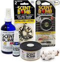 Scent Bomb Air Freshener Bundle - 1 oz & 8 oz Bottle Sprays, Vent Clip, Organic Cans, Hanging Circle - Continuous Freshness & Long-Lasting Odor Eliminator for Car, Home, Bathroom - Clean Cotton