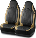 Skechers Memory Foam Car Seat Covers, Leather High Back Seat Covers Quilting Design,Waterproof Sports Car Seat Covers Front Seats,Airbag Compatible, Universal Fit for Most Cars, SUVs,Trucks,Beige