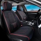 Coverado Seat Covers, Car Front Seat Covers with Backrest, Nappa Leather Car Seat Protectors,Waterproof &Breathable,Anti-Slip Automotive Seat Cushion, Universal Fit for Most Vehicles,2Pcs Black