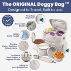 The Original Doggy Bag™ - Complete Dog Travel Bag for Supplies with 2 BPA-Free Travel Dog Bowls & 2 Pet Food Containers - Traveling Kit for Road Trips, Camping, Weekend Away or Doggy Gift: Beige