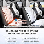 Coverado Front and Back Seat Covers, Waterproof Car Seat Cover, 5 Seat Leather Seat Cover for Cars, Universal Car Seat Protector, Automotive Seat Cover Car Seat Cushion Fit for Most Cars (Gray&White)