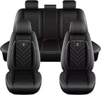 AOMSAZTO Car Seat Covers Fit for Cadillac XT5 2017-2026 Seat Cover 5-Seater Full Set Waterproof Faux Leather Automotive Auto Interior Protector Cushion(5 Seats,Black)