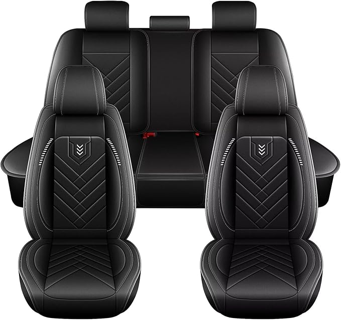 AOMSAZTO Car Seat Covers Fit for Hyundai Santa Cruz 2022-2026 Full Set Premium Seat Covers Waterproof Leather Automotive Seat Cushion Protector Compatible with Airbag(5 Seats,Black)
