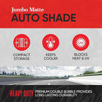 Motor Trend Black Accordion Folding Car Windshield Sun Shade - Blackout Sun Visor for Car Windshield - Foldable Jumbo Sunshade and Front Window Truck Sun Screen for UV Sun Protection - 66 x 27
