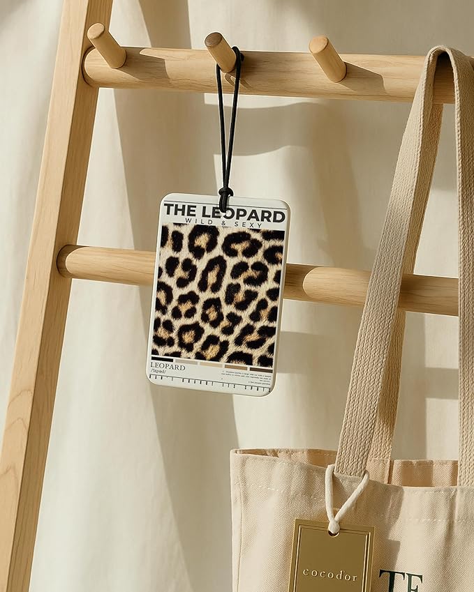 Trendy Leopard Print Car Air Freshener 4 Pcs, Funky Cheetah Print 8 Ball Ace Card Hanging Air Freshener for Cars Closet Drawer, Cheetah Girly Car Accessories Mirror Decor for Women