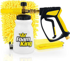 Foam Cannon Pressure Washer Gun, Stubby Foam Sprayer for Car Wash, Power Washer Swivel for Pressure Washers - Incl. Wash Mitt & Microfiber Towel, Ultimate Detailing Kit for Deep Cleaning