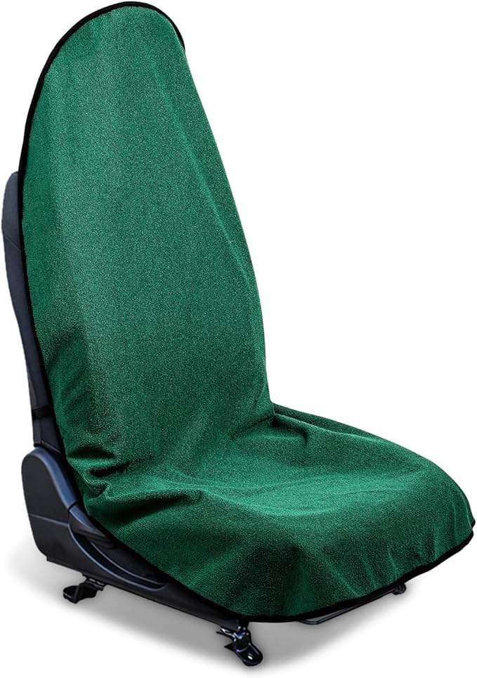 Waterproof Sweating Car Seat Cover for Post Gym Workout, Running, Swimming, Beach and Hiking, Universal Fit Non-Slip Bucket Seat Protector for Cars SUV Trucks, Machine Washable (Green)